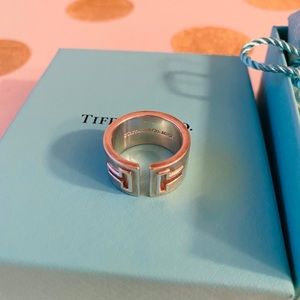 Tiffany Silver T Cutout Ring, size 6